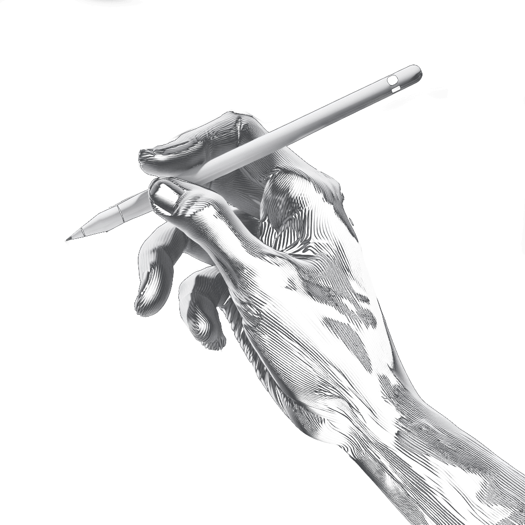 A hand drawing with a stylus